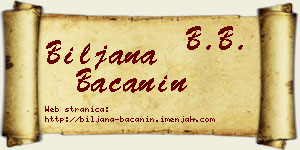 Biljana Bačanin vizit kartica